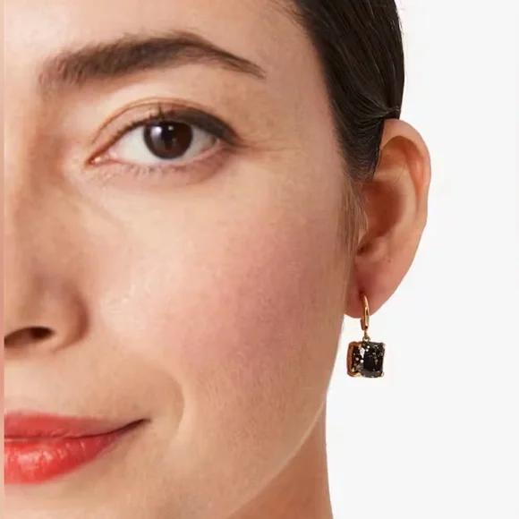 Kate Spade Mini Square Gold-Plated Huggies with Jewelry Bag. New with Tag! - Picture 3 of 8